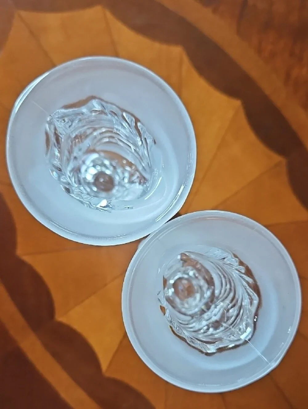VTG PartyLite Clear Frosted 24% Lead Crystal Swan Taper Candle Holders Set of 2